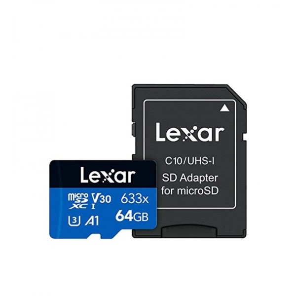 کارت حافظه‌ microSDXC لکسار مدل 633X کلاس 10 استاندارد UHS-I U3 سرعت ظرفیت 64 گیگابایت